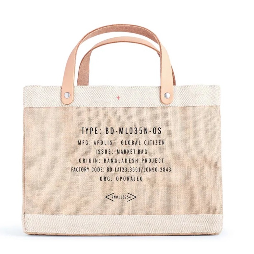 Apolis Global Citizen Burlap Jute Tote Bag NEW - Picture 7 of 8
